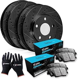Front and Rear Brake Kit For 2015-2020 Ford Mustang| Drilled Slotted Brake Rotors| Ceramic Brake Pads and Rotors Kit