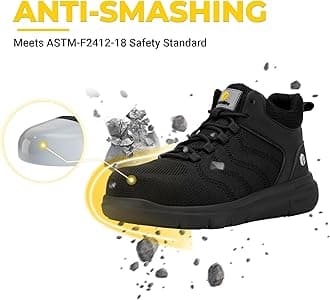 FitVille Extra Wide Work Boots for Men Composite Steel Toe Safety Boots High Top Work Shoes for Men