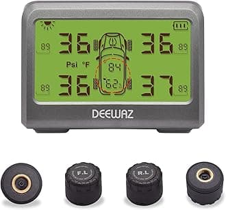 Tire Pressure Monitoring System, MY66T Solar TPMS with 4 External Sensors, Display Temperature & Humidity in Car, 0-116 PSI for Car SUV MPV Pickup Sedan RV