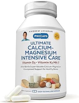 ANDREW LESSMAN Ultimate Calcium-Magnesium Intensive Care with Vitamin D3 & K2 MK7-120 mcg - 720 Capsules – Bone and Skeleton Health Essentials. Gentle, Easy to Swallow, Super Soluble. No Additives