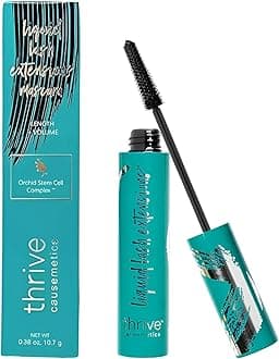 Thrive Mascara Liquid Lash Extensions Cosmetics, Premium Waterproof Smudge-Proof Natural No Clumping Thick and Volumising & Lengthening Lasting All Day (Rich Black）