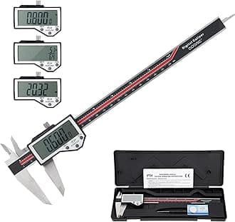 Adoric Digital Caliper, 8" Caliper Measuring Tool Extreme Accuracy Waterproof Electronic Vernier Caliper Industrial Stainless Steel Digital, Durable Measuring Tool with Large LCD Screen