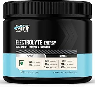MyFitFuel Electrolyte Energy, Hydration & Replenishment. With Green Tea Extract, L-Threonine For Better Performance (100g Orange)