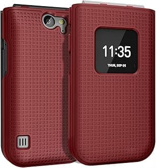 Nakedcellphone Case for Nokia 2720 V Flip Phone, [Red] Protective Snap-On Hard Shell Cover [Grid Texture] for Verizon TA-1295, 2720V