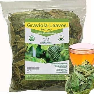 Soursop Graviola leaves Premium (+60 cups) +180 leaves aprox, Big Bag, Hojas de guanabana, tea Soursop, Whole Dried Herbs,. (3 oz)+180 leaves aprox. Gabio Green.