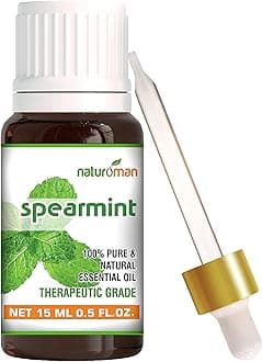 Naturoman Spearmint Essential Oil | For Skin, Hair, Face & Body | Natural & Pure | Suitable for All Skin Types | Multipurpose | Therapeutic Grade | Pack of 1 | 15 ml