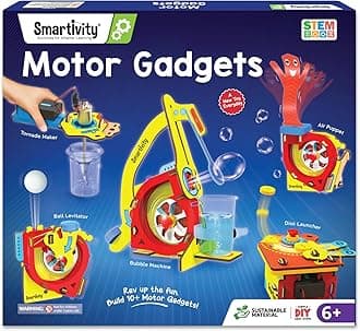 Smartivity 10-in-1 Motor Powered Gadgets Kit for Kids 6-12 Years | Build 10+ Science Projects - Bubble Launcher, Spinning Toy & More | Birthday Gift for 6,7,8,9,10,11,12 Years