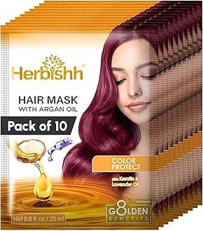 Argan Hair Mask 25 ml x 10 Pouches – Deep Conditioning Hair Mask for Dry & Frizzy Hair | Keratin Hair Mask Sulfate Free, Hydrating Argan Oil Hair Mask for Damaged Hair, Travel Sachets