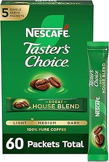 Nescafe Taster's Choice Decaf Instant Coffee, House Blend, 0.52 Ounce (Pack of 60 -12x5 pcs)
