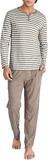 DAVID ARCHY Men's Pajamas Set 100% Combed Cotton Henley Loungewear Relaxed Fit Sleepwear with Pockets