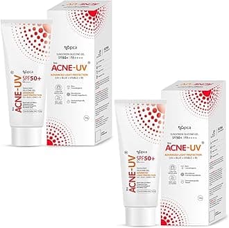 New IPCA ACNE-UV Sunscreen SPF50 PA+++ | 50g (Pack 2) ACNE-UV Gel Sunscreen | Non Comedogenic Silicone Gel | Oil-Free | UVA/UVB Protection | Water Resistant | No White Cast | Suitable for All Skin Types