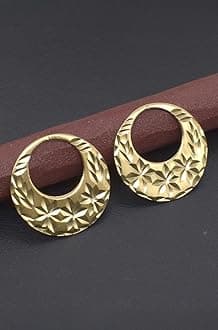 1 Micron 22K Gold Plated Nattiyan Earrings For Men's Panjabi Boy | Gold Plated Brass Material Golden Hoop Studs Earrings Bali For Mens Fashion's