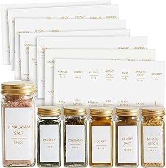 Talented Kitchen Spice Labels for Jars - 140-Pack, 1.25 x 2.5 in, Gold Matte Vinyl - Water-Resistant & Easy Peel & Stick - Kitchen & Pantry Organization - Spice Jar Labels Gold