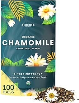 Organic Chamomile, Caffeine Free, 100 Natural Tea Bags, 5.29 oz (150 g), Cederberg Tea Co
