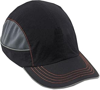 Safety Bump Cap, Baseball Hat Style, Comfortable Head Protection, Long Brim, Skullerz 8950,Black