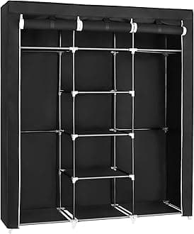 Songmics Fabric Wardrobe, Foldable Closet With Hanging Rail, Clothes Rack, Storage Organiser For Bags, Toys, Shoes, Living Room, Bedroom, Cloakroom, 150 X 45 X 175 Cm, Black Ryg12B
