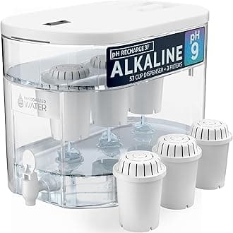 Invigorated Water pH Recharge 3F Alkaline Countertop Filter Dispenser - 3.3 Gallons Jug Dispenser - Removes Fluoride Chlorine & Impurities - Improves pH - Clean Healthy Drinking - 12.5 Litres