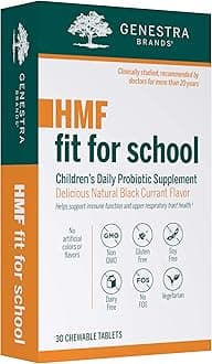 Genestra Brands HMF Fit for School | Children's Immune Support Formula | 30 Chewable Tablets | Natural Blackcurrant Flavor