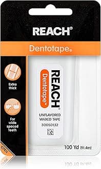 Dentotape Waxed Dental Floss | Effective Plaque Removal, Extra Wide Cleaning Surface | Shred Resistance & Tension, Slides Smoothly & Easily, PFAS Free | Unflavored, 100 Yards, 1 Pack