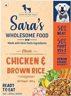 - Sara's Wholesome by HUFT Classic Chicken & Brown Rice Dog Food – 300 gm | Wet Gravy Meal for All Breeds & Life Stages | No Artificial Flavours, No Added Colours, Preservative-Free