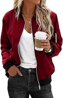 Zeagoo Women's Bomber Jacket Casual Coat Zip Up Spring Fall Clothes with Pockets S-XXL