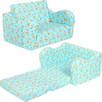Cute Giraffe Kids Sofa, 2-in-1 Kids Couch Fold Out, Convertible Sofa to Bed for Girls and Boys