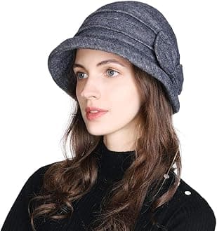 Winter Cloche Bucket Hat for Women Wool Elegant Dress 1920s Vintage Fedora
