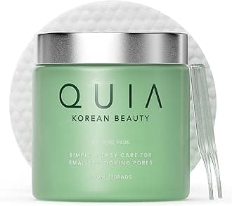 QUIA Dual-Action Toner Pads – Exfoliate and Hydrate Pores in One Step – Soothing PHA Formula for Sensitive Skin – Reduces Blackheads and Blemishes- 70 Textured Pads – Korean Skincare