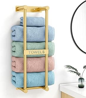 Towel Racks for Bathroom, STWWO Bathroom Towel Storage Wall Mounted, Stainless Steel, 22inch, Gold