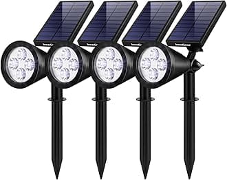 InnoGear Solar Lights Outdoor Lighting Waterproof Landscape Spotlights Uplighting for Outside Flag Garden Trees Yard Pathway Wall Auto On/Off, Pack of 4 (Cool White)