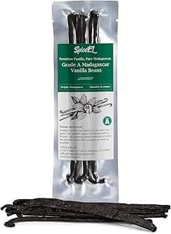 SPICEEL Madagascar Vanilla Beans Whole Grade A Vanilla Pods for Making Extract, Whole 5" - 7" Vanilla Beans for Baking, 6 Counts