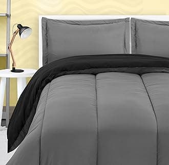 Utopia Bedding All Season Reversible Black and Grey Comforter Set with 2 Pillow Cases, 3 Piece Soft Brushed Microfiber Kids Bedding Set for Boys/Girls, Machine Washable (Twin)
