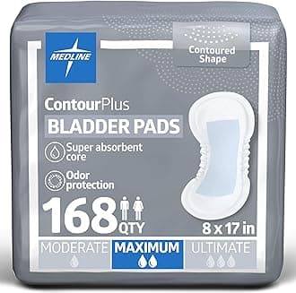 ContourPlus Bladder Control Incontinence Pads, Maximum Absorbency, 6.5" x 13.5", 28 Count (Pack of 6)