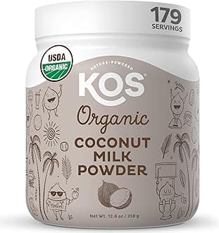KOS Organic Coconut Milk Powder, USDA Certified Organic - 0g Sugar, MCT Plant Based Creamer for Coffee, Smoothies, Vegan, Keto, Paleo Friendly, Non-GMO, Gluten or Dairy- 12.6oz, 179 Servings