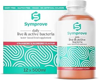 Liquid Probiotic, Billions of Live & Active Bacteria, Strawberry & Raspberry Flavour, Water-Based, Dairy & Gluten Free, Vegan (12 x 500ml)