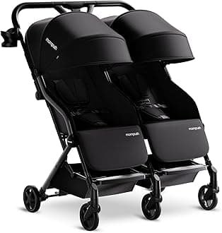 Mompush Lithe Double Ultralight Stroller, Lightweight Side by Side Stroller, Two Large Seats with Individual Recline, Easy Fold