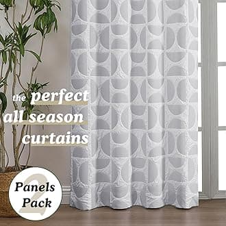 Aiyufeng Gray and White Curtains 54 Inch Length 2 Panels Set, Soft Airy 3D Embossed Textured Window Curtains for Bedroom Living Room, Modern Semi Fabric Rod Pocket Curtains, 38" Wx54 L Inches