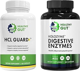 Healthy Gut HCL Guard+, 120 Capsules, and HoloZyme Digestive Enzymes, 180 Capsules