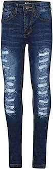 Girls Ripped Jeans Comfort Skinny Stretch Jeans Lightweight Stretchable Denim Cotton Pants Age 3-14 Years