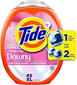 Power PODs 2-in-1 Laundry Detergent Pods with Downy Soft Boosters, Lasting Freshness with April Fresh Scent, 45 Count