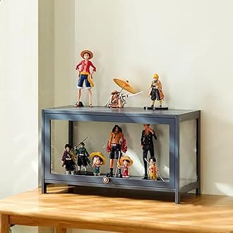 Curio Display Case with glass Cabinet Door,large Flip Door Display Cabinet,Storage Shelves with Acrylic Glass Door,Collectibles Toy Organizers Rack,Glass curio cabinet for Collectibles 60*40cm gray