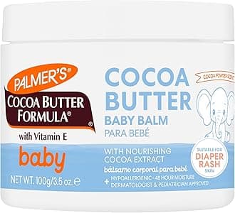 Baby Balm, Cocoa Butter Formula Hydrating Baby Cream, 3.5 Oz, Nourishing Dry Skin, Eczema, Cradle Cap & Diaper Rash Cream, Hypoallergenic, 48Hr Moisture, Dermatologist Tested Essentials