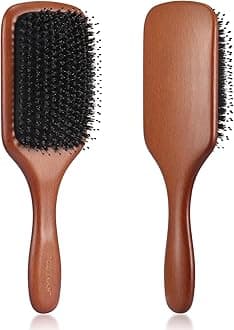 Hair Brush, Boar Bristle Hair Brush with Nylon Pins for Women Men Kids, Large Paddle Brush for All Wet/Dry Hair's Smoothing, Massage, Detangling, Reduce Frizz Dry Restore Natural Shine (Square)