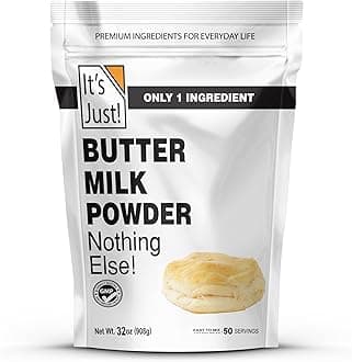 It's Just - Powdered Buttermilk, 32oz, rBST/rBGH Hormone Free, Shelf Stable, Evaporated Milk, Just Add Water, Perfect for Baking, Pancakes, Makes Over 1.5 Gallon Milk