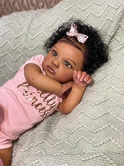 Anano Silicone Reborn Baby Dolls Black Girl Brown Skin 18 Inch Biracial Reborn Toddler Baby Doll Realistic Baby Dolls Girl Toddler Black African American Reborn Dolls with Hair