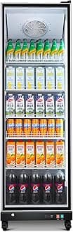 BODEGACOOLER Commercial Merchandiser Refrigerator,18.1Cu.Ft Commercial Display Refrigerator Glass Door,Upright Beverage Display Bar Cooler with Soft LED Light,Adjustable Shelves,Aluminum Door,Black