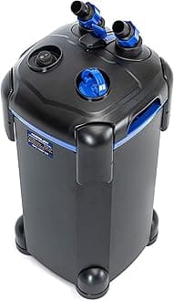AMOSIJOY 265GPH Ultra-Quiet Canister Filter, 3-Stage External Aquarium Filter with Free Media for Large Fish Tanks and Aquariums