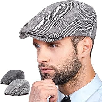 LADYBRO 2Pack Unisex Flat Cap Newsboy Hats for Men Women, Scally Cap Summer Hat for Golf