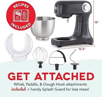 DASH Tilt-Head 3.5qt Stand Mixer 12 Speeds with Paddle, Dough Hook, and Whisk Attaachments- Forged Iron