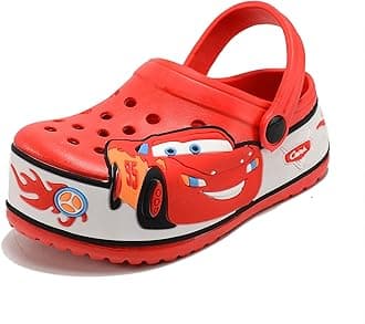 Kids Clogs Shoes Cute Cartoon Slip On Garden Clogs Shoes Toddlers Slippers Sandals Soft Sole Shower Slides Water Shoes for Beach Pool 10- Red